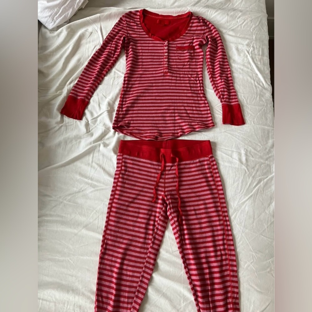 Aeropostale Red and Pink Striped Kids Pajama Set